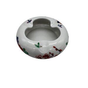 Vintage Porcelain Ashtray Macau Floral Oriental Products D’Art 4" Wide